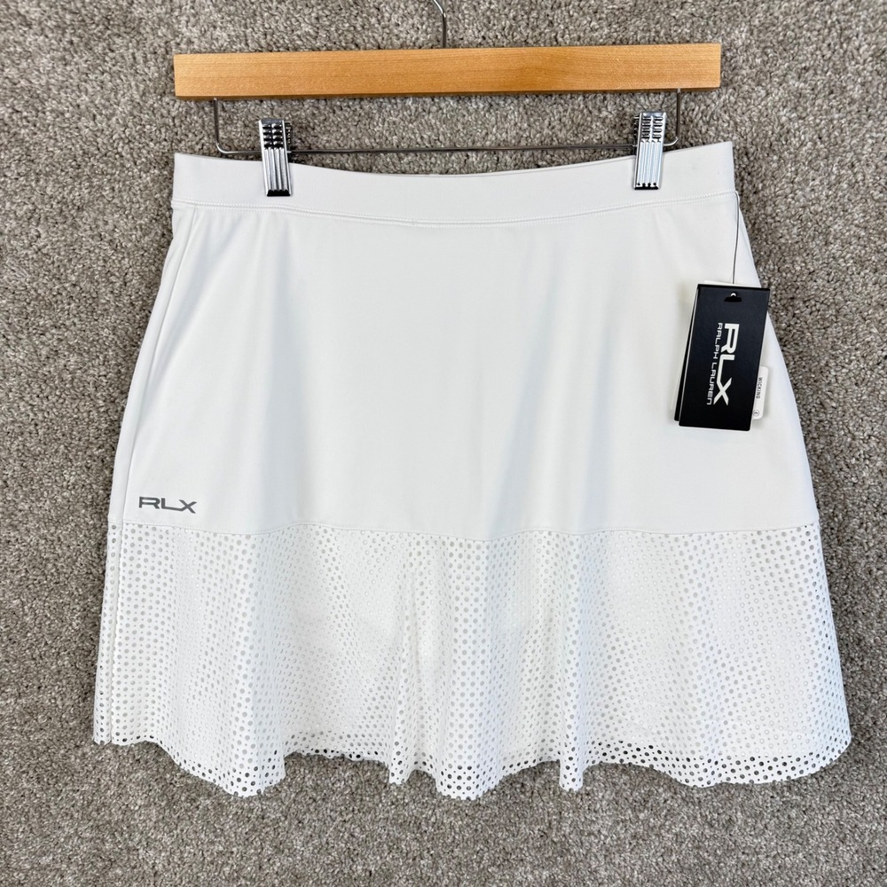RLX Ralph Lauren White Women's Tennis Skort with Eyelet Hem